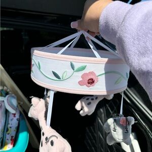 Floral Baby Mobile with Plush Elephants